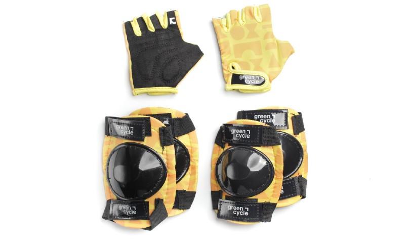 Комплект защиты Green Cycle Flash желтый наколенники, налокотники, перчатки детская